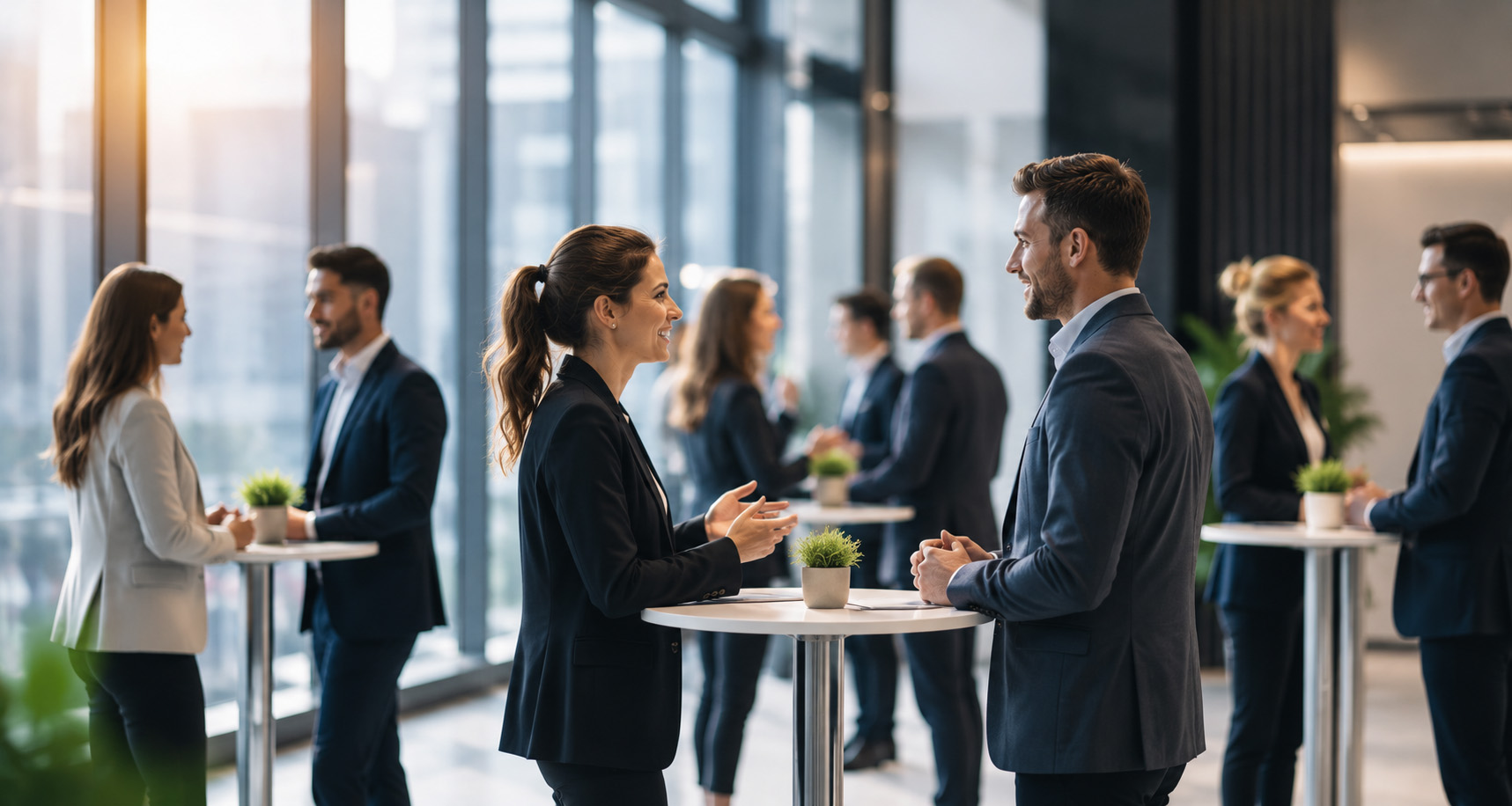 G&auml;ste im fokussierten Kurzgespr&auml;ch w&auml;hrend eines moderierten Business-Speeddatings